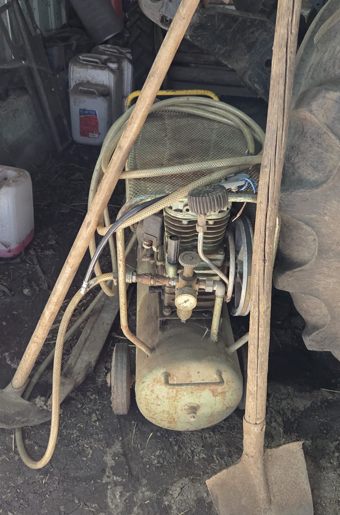 Air compressor in the workshop
